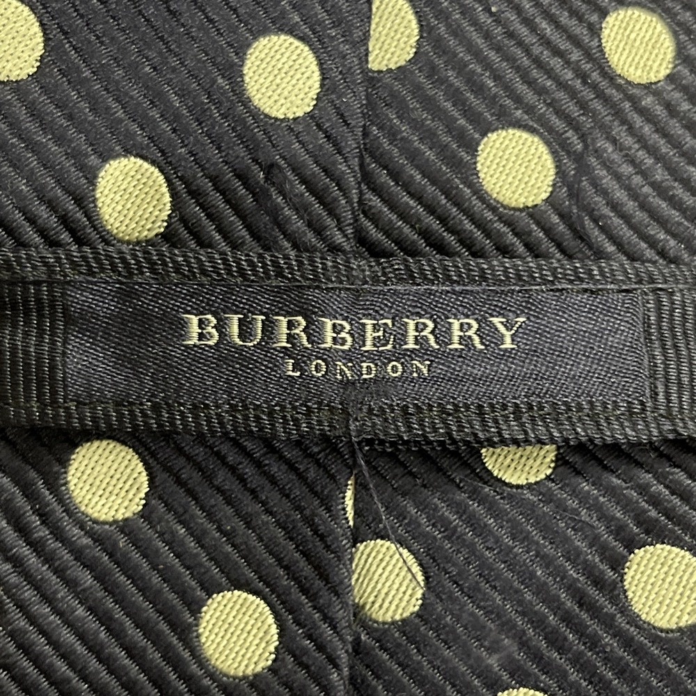 BURBERRY LONDON Silk polka dot jacquard silk tie Navy And Cream Italy Made Money - Picture 5 of 11